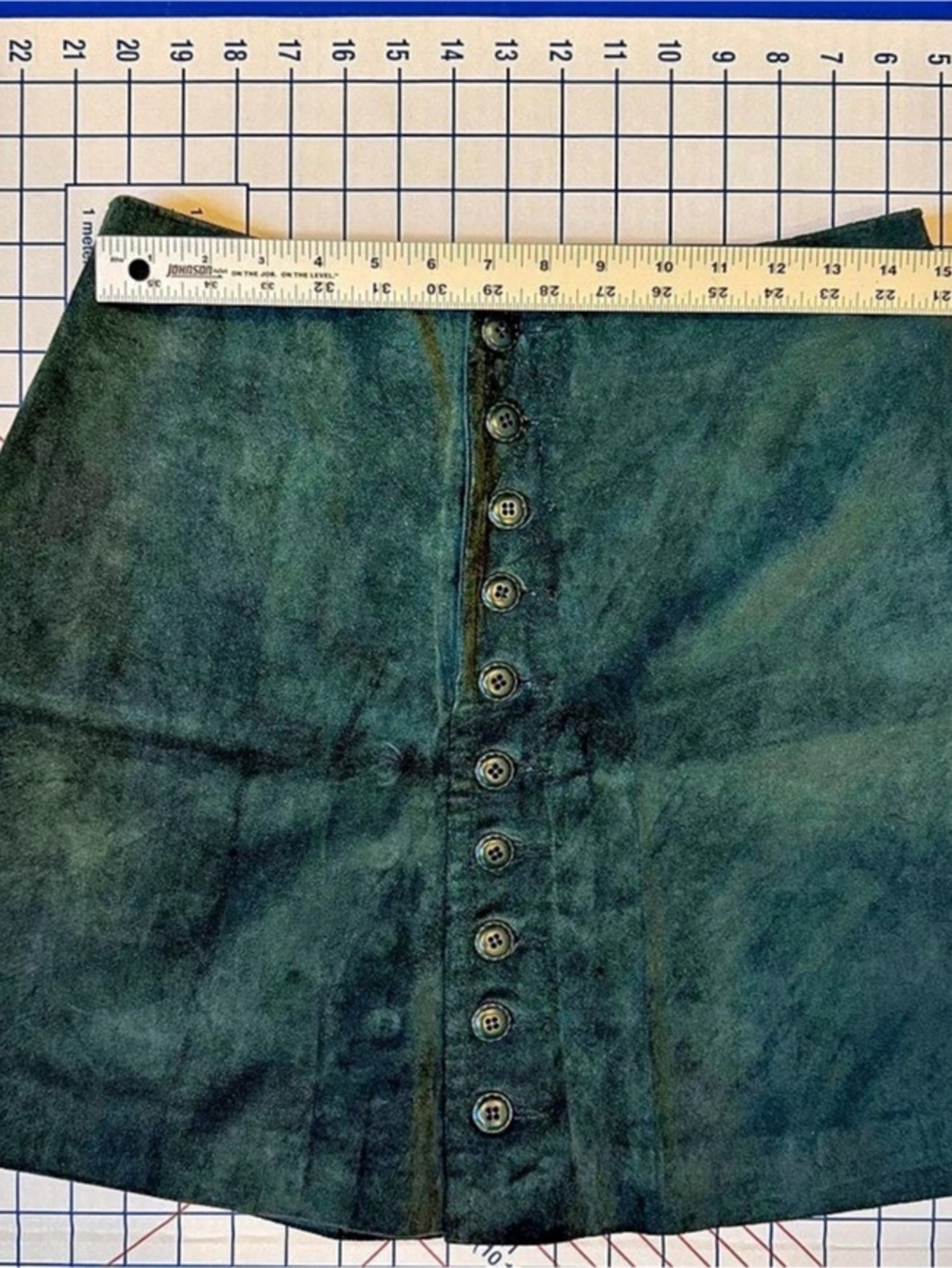 Vintage Express Leather Button-Front Green Skirt - Picture 2 of 6